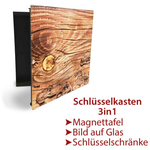 Haken Schlüsselbrett Schlüssel-Box Design Aufbewahrung DekoGlas Schlüsselkasten Coffe Time 30x30 Glas inkl 