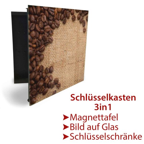Schlüsselkasten Schlüsselaufbewahrungsbox Magnettafel 30x30 cm Braun Kaffee Deko