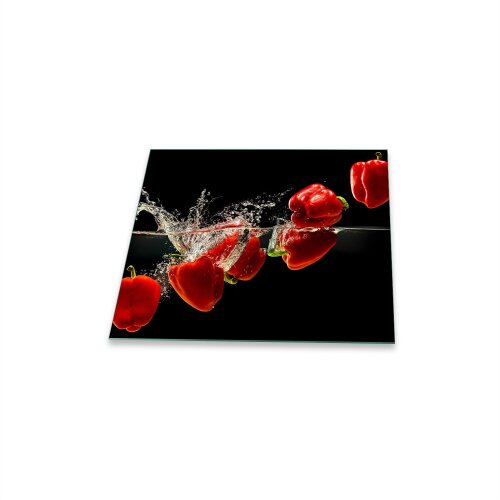 Herdabdeckplatte Abdeckung Ceranfeld Abdeckplatte Paprika Rot Schneidebrett Glas