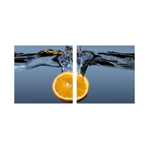 Orangen 50x50cm 2 Glasbilder Glasbild Echtglas Wandbild Deko