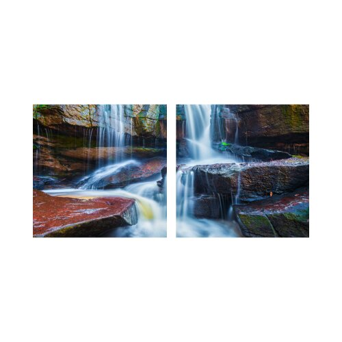 Wasserfall 50x50cm 2 Glasbilder Glasbild Echtglas Wandbild Deko