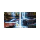 Wasserfall 50x50cm 2 Glasbilder Glasbild Echtglas...