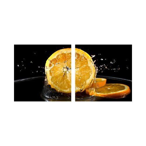 Orangen 50x50cm 2 Glasbilder Glasbild Echtglas Wandbild Deko