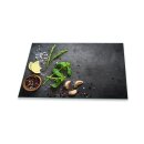 Küchenrückwand Gewürze Kräuter Grau