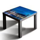 Glasplatte für IKEA LACK Tisch Glasbild 55x55 Stadt Aussicht Blau
