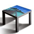 Glasplatte für IKEA LACK Tisch Glasbild 55x55 Hafenmole Aussicht Blau