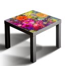 Glasplatte für IKEA LACK Tisch Glasbild 55x55 Blume Bild Violett