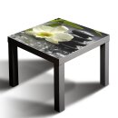Glasplatte für IKEA LACK Tisch Glasbild 55x55 Blume Natur Grau