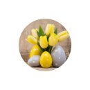 Schneidebrett Glas Topfuntersetzer Rund 25 cm Motiv Ostern Tulpe Ostereier Gelb