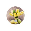 Schneidebrett Glas Topfuntersetzer Rund 25 cm Motiv Ostern Tulpe Ostereier Gelb
