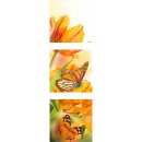 Wandbilder Glas 3 Teilig Glas Bild Wanddeko Schmetterling Orange 30x90 cm