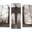 Wandbilder Glas 3 Teilig Acryl Acrylglasbilder Wanddeko New York Sepia 90x80 cm