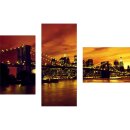 Dreiteiliges Wandbild 3 Teilig Glasbilder New York Sonnenuntergang 100x70 cm