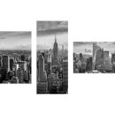 Dreiteiliges Wandbild 3 Teilig Glas Bild Deko New York Schwarz Weiß 100x70 cm
